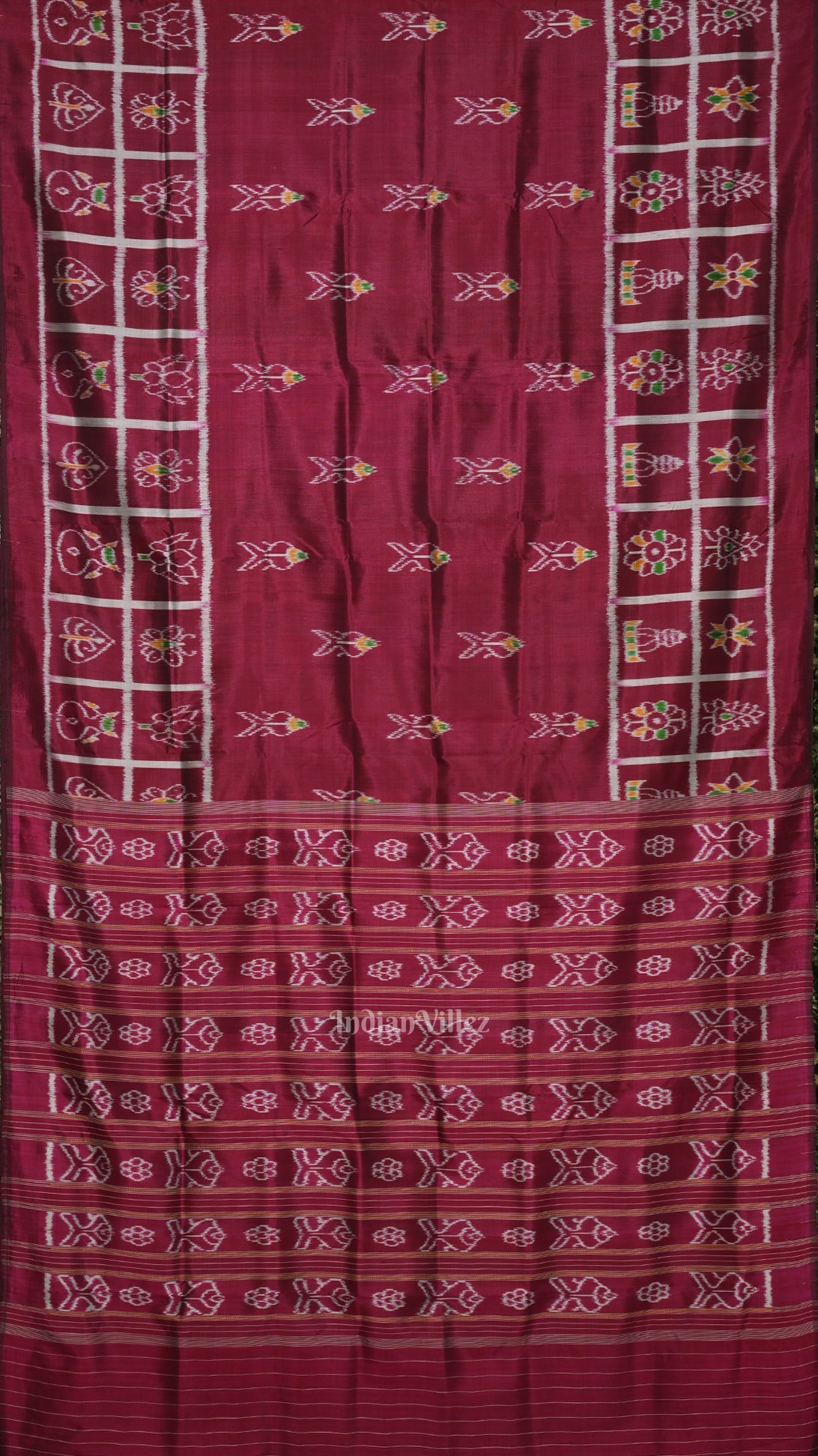 Maroon Fish Motif Odisha Ikat Contemporary Designer Saree