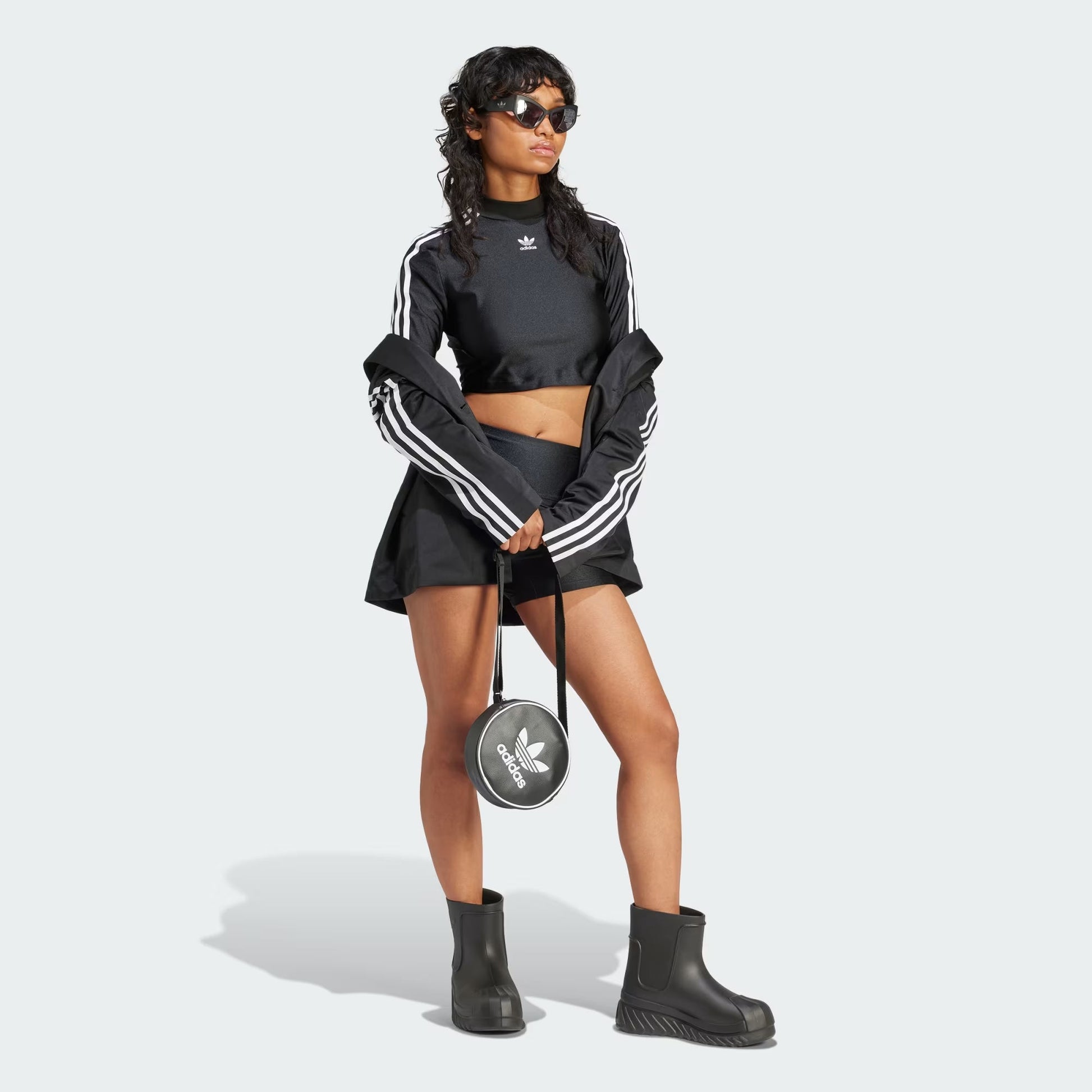 Adidas Originals | 3-STRIPES CROPPED LONG SLEEVE TEE  { BLACK