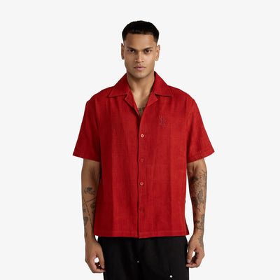 F A R A K | BASICS RED BAGRU SHIRT { RED