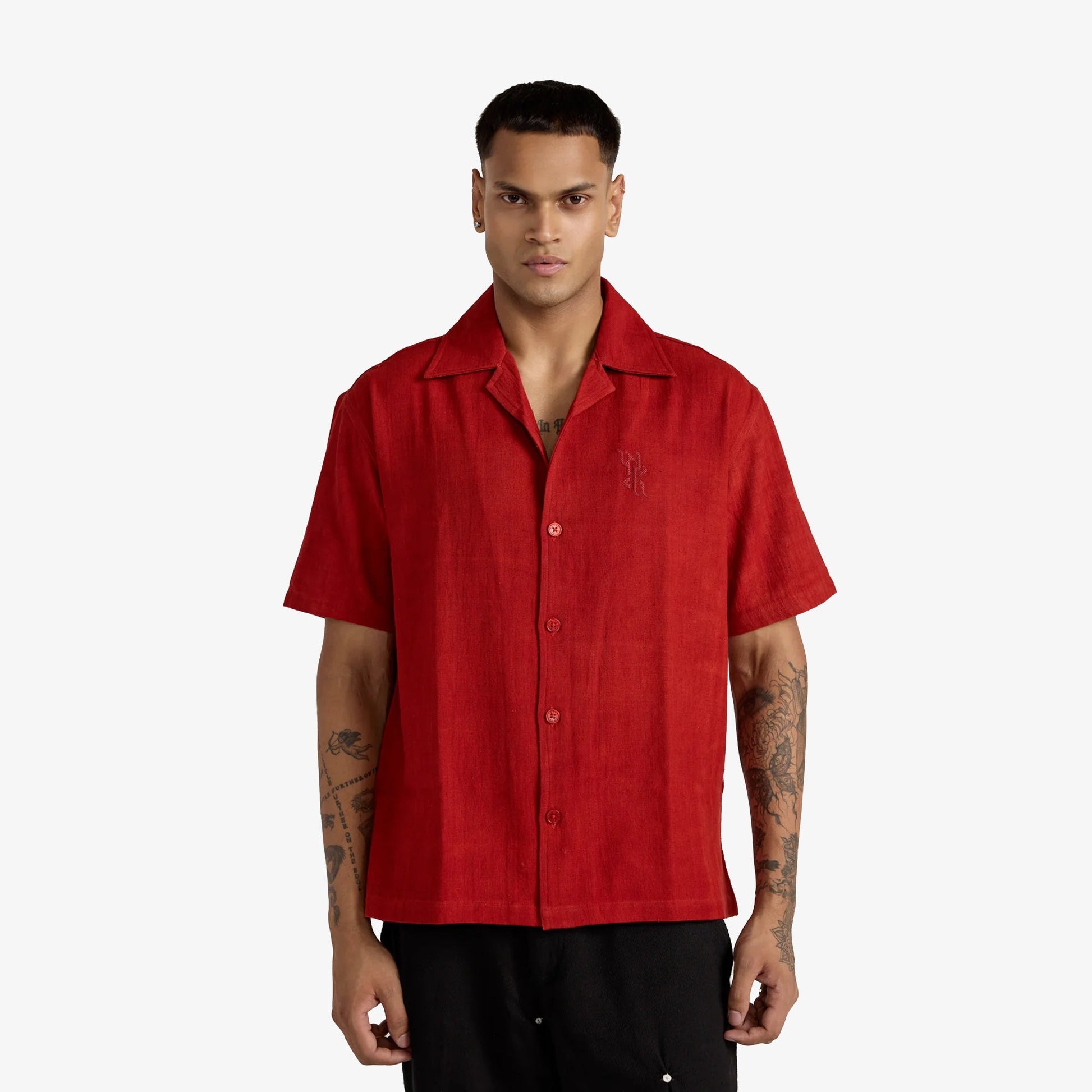 F A R A K | BASICS RED BAGRU SHIRT { RED