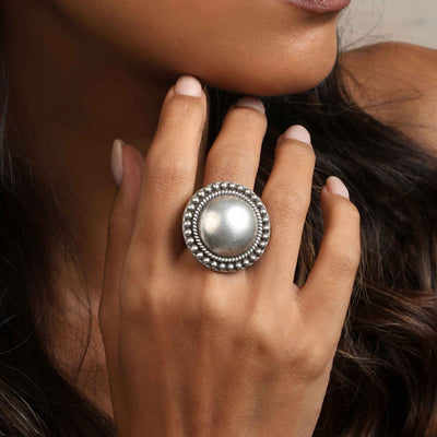 trueBrowns Silver Tone Dome Ring
