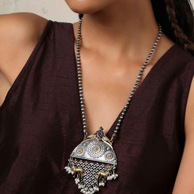 trueBrowns Silver Gold Tone Pendant Chain