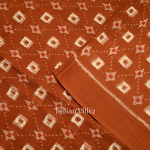 Brown Pasapali Sambalpuri Ikat Cotton Fabric