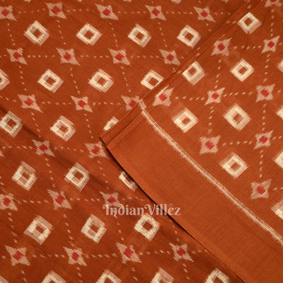 Brown Pasapali Sambalpuri Ikat Cotton Fabric