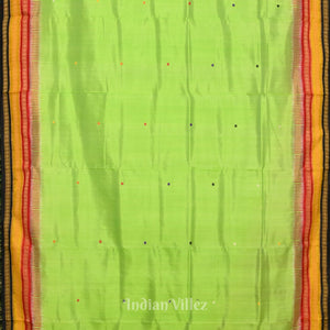 Parrot Green Black Kathiphera Odisha Ikat Khandua Silk Saree