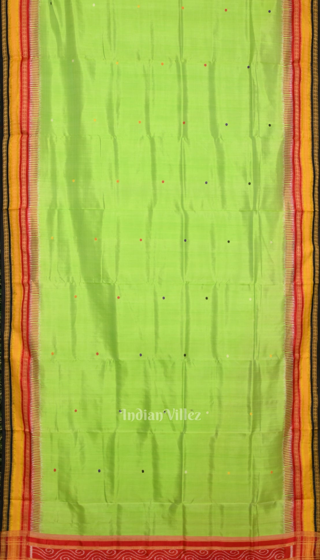 Parrot Green Black Kathiphera Odisha Ikat Khandua Silk Saree