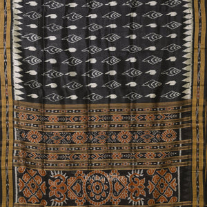 Black Sankha Motif Odisha Ikat Khandua Silk Saree