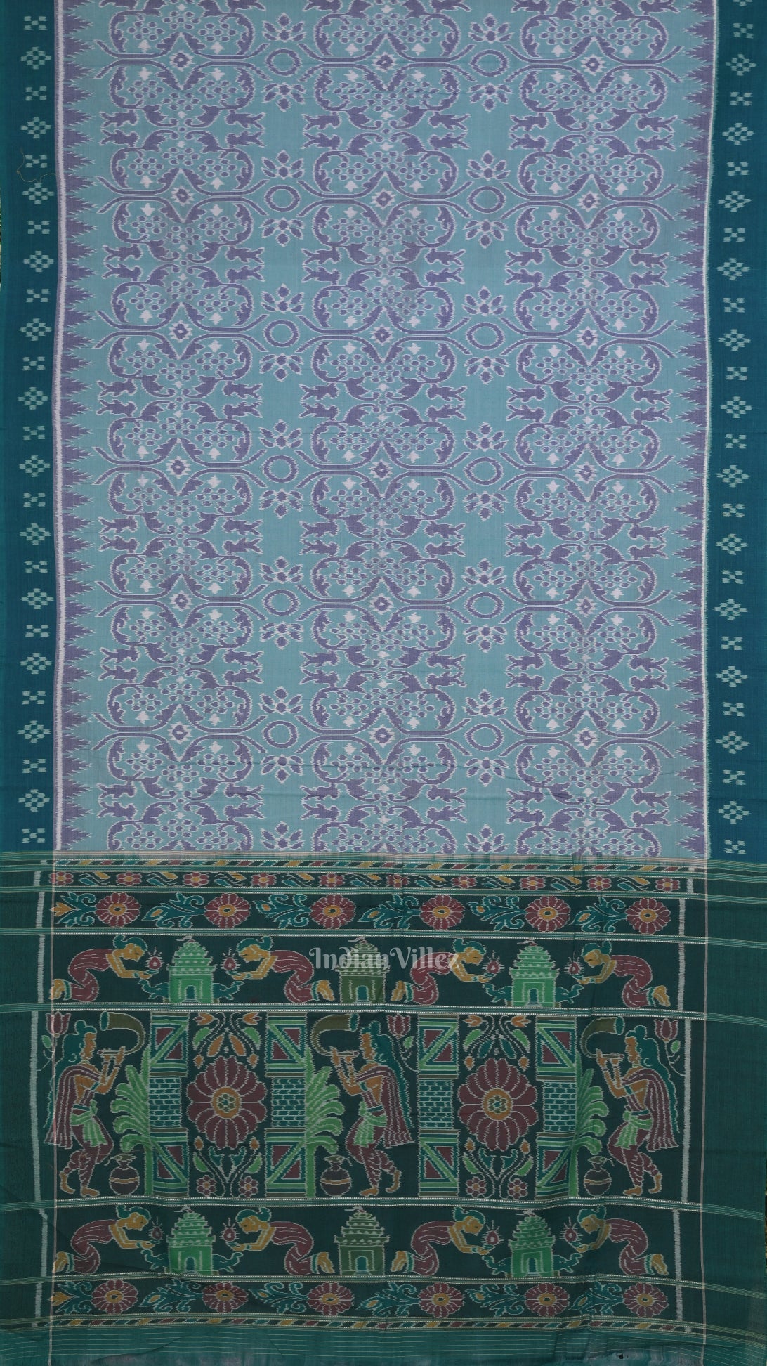 Light Blue Odisha  Pure Sambalpuri  Cotton Saree