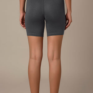 Smooth Mid-thigh Cotton Shortie Liner - Grey Pinstripe