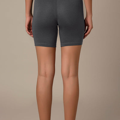 Smooth Mid-thigh Cotton Shortie Liner - Grey Pinstripe