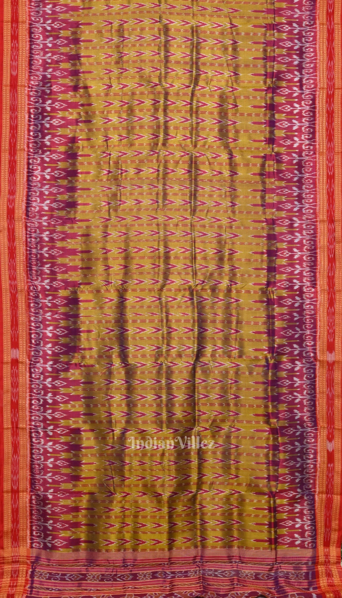 Mehendi Maroon Odisha Handloom Khandua Silk Saree