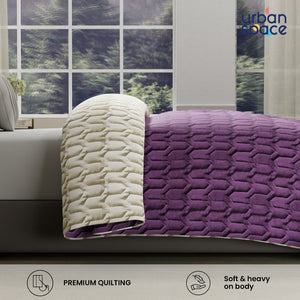 Fluffy & Heavy 200 GSM Microfiber Reversible Quilted Winter Comforters - Plum & Pearl