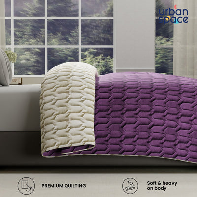 Fluffy & Heavy 200 GSM Microfiber Reversible Quilted Winter Comforters - Plum & Pearl