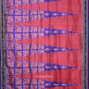 Pink Blue Elephant Theme Odisha Ikat Khandua Silk saree