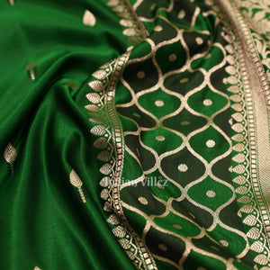 Dark Green  Rangakart Mashru Satin Silk Banarasi Saree