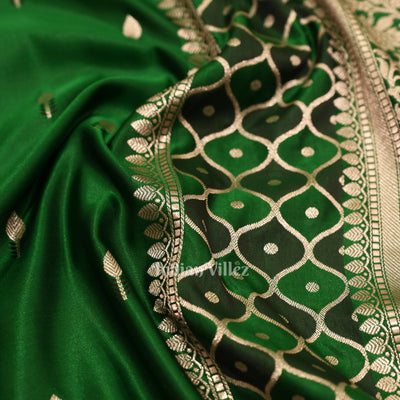Dark Green  Rangakart Mashru Satin Silk Banarasi Saree