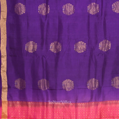 Violet With Pink Pure Kanjivaram Soft Silk Saree