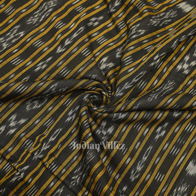 Black Sambalpuri Odisha Ikat Cotton Fabric