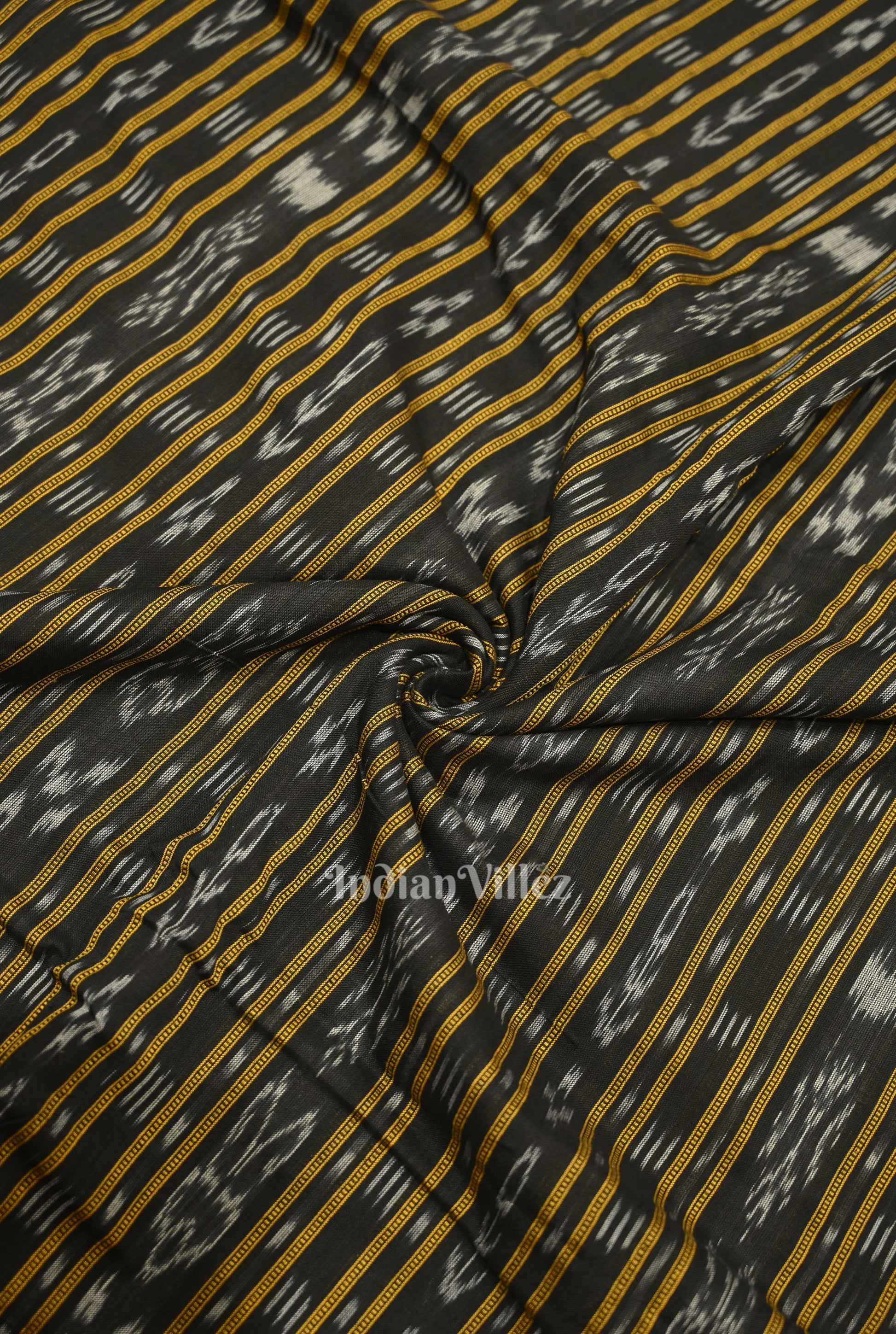 Black Sambalpuri Odisha Ikat Cotton Fabric