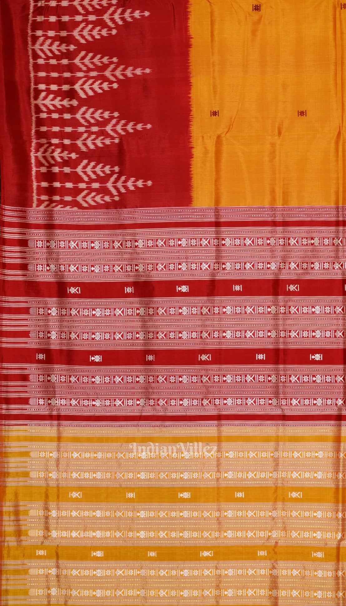 Exclusive Designer Mustard Yellow with Red Contemporary Silk Saree