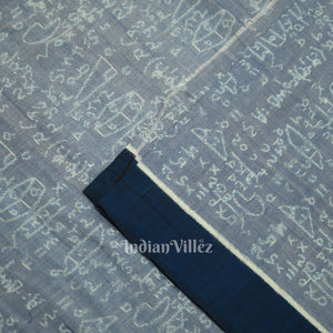 Light Blue Dual Tone  Mathematics Theme Sambalpuri Odisha Ikat Cotton Fabric