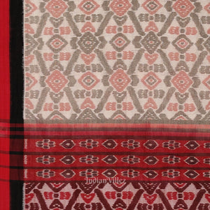 Cream Red Computer Maniabandha Cotton Saree
