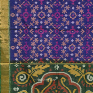 Blue Pochampally Ikat Sico (Silk & Cotton) Saree with Zari Border