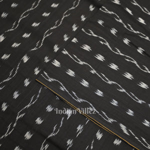Black Tipa Design Sambalpuri Ikat Cotton Fabric