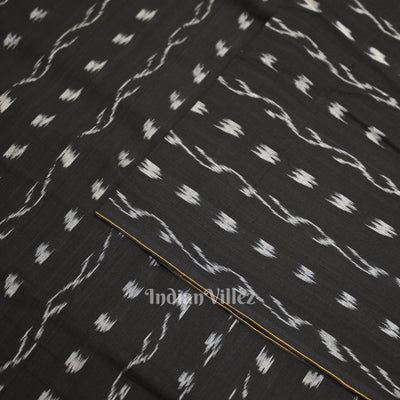 Black Tipa Design Sambalpuri Ikat Cotton Fabric