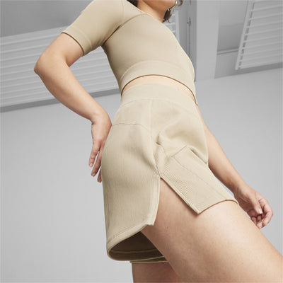 Puma | DARE TO MUTED MOTION FLARED SHORTS  { ALMOND