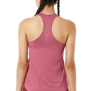 Flaunt Racerback Round Neck Tank Top - Heather Rose
