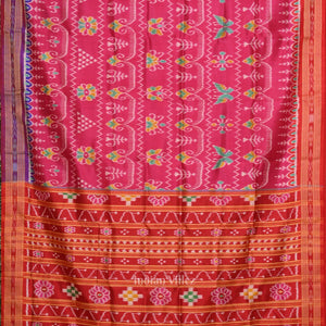 Rani Pink Tribal Theme Odisha Ikat Khandua Silk Saree