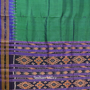 Deep Green Butta Design Odisha Ikat Khandua Silk Saree(Pre-Order)