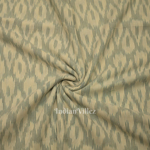 White Green Pochampally Ikat Cotton Fabric
