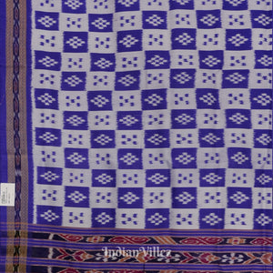 Blue Grey Body Pasapali Odisha Ikat Khandua Silk Saree