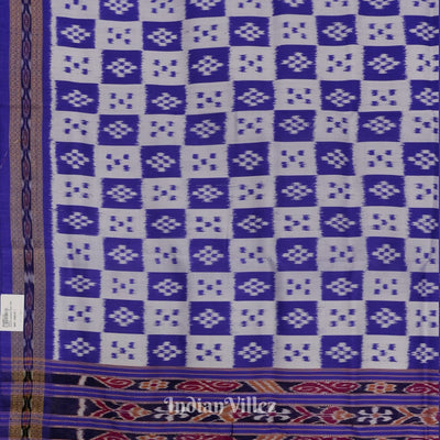 Blue Grey Body Pasapali Odisha Ikat Khandua Silk Saree