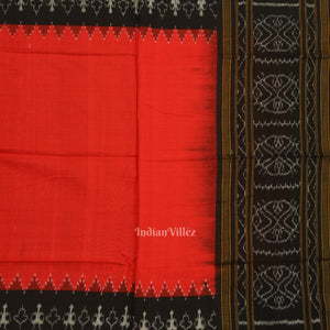 Black Red Jhoti Theme Odisha Ikat Sambalpuri Dress Set & Dupatta