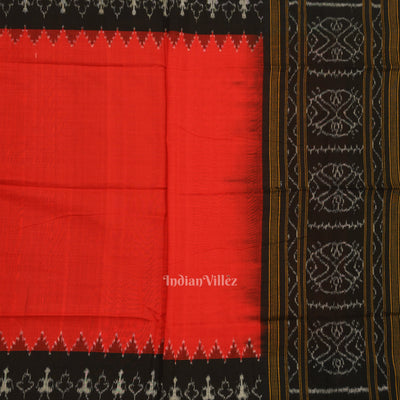 Black Red Jhoti Theme Odisha Ikat Sambalpuri Dress Set & Dupatta
