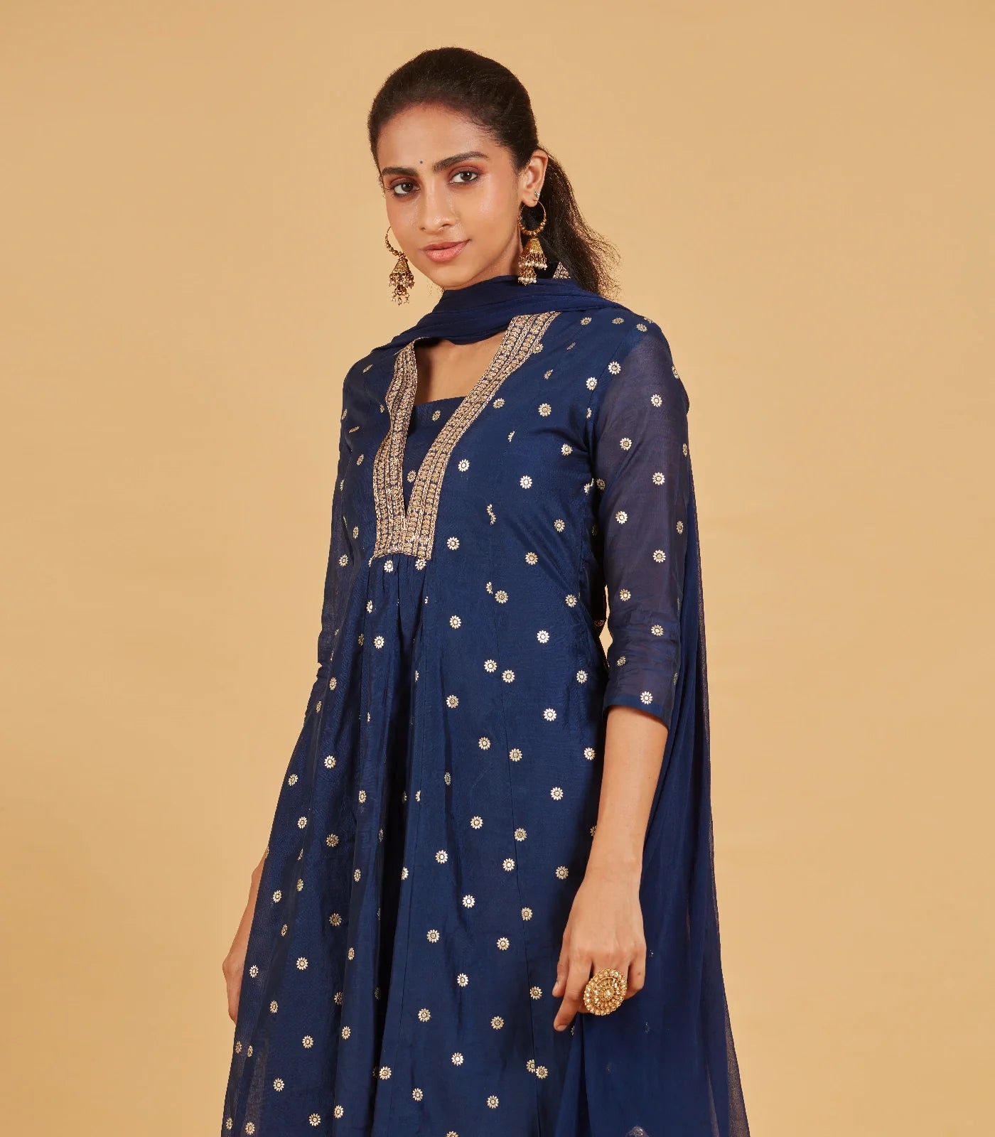 Royal Blue Kurta Set With Matching Dupatta