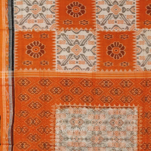 Cream Orange Computer Maniabandha Cotton Saree