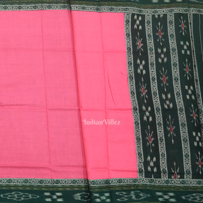Green Pink Flower Buti Odisha Ikat  Sambalpuri Dress Set & Dupatta