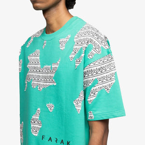 F A R A K | SUBTEXT BLOCK PRINTED T-SHIRT { GREEN/GREEN