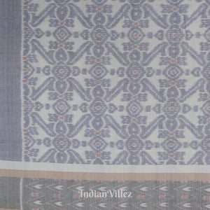 Blue White Odisha Ikat Sambalpuri Pure Cotton Saree