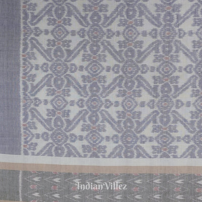 Blue White Odisha Ikat Sambalpuri Pure Cotton Saree