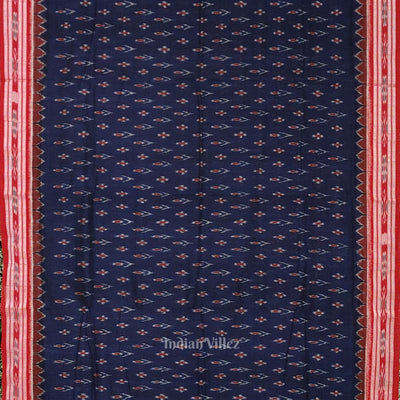 Blue Red Mayur Chandrika Maniabandha Cotton Saree