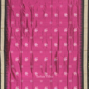 Magenta Pink Black Nartaki Theme Sambalpuri Bomkai Silk Saree