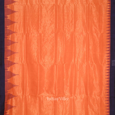 Orange Blue Phoda Kumbha Sambalpuri Cotton Tissue Saree