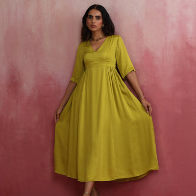 trueBrowns Modal Lime Green Dress