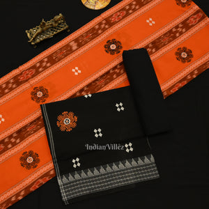 Orange Sambalpuri Cotton Bomkai Dress Material & Dupatta
