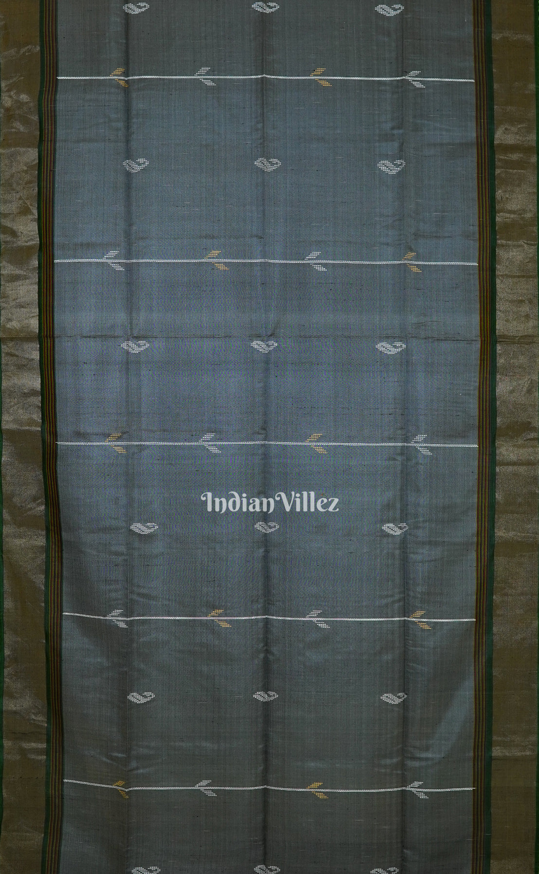 Gray With Multicolor Handwoven Bishnupuri Silk Saree